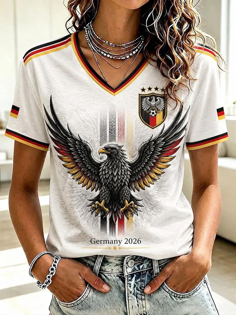 Geometric Germany jersey Tee Trim Sleeve Deutschland 2026 Soccer Supporter Casual Sport Short Sleeve T Shirts Family Matching