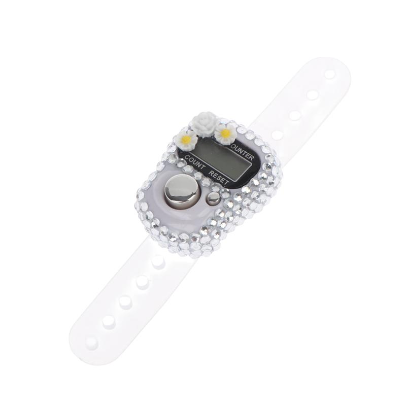 6 Colors Available Sparkling  Flowers Finger Counter Portable Resettable Clicker Fitness/Prayer/Activity Counting Tool