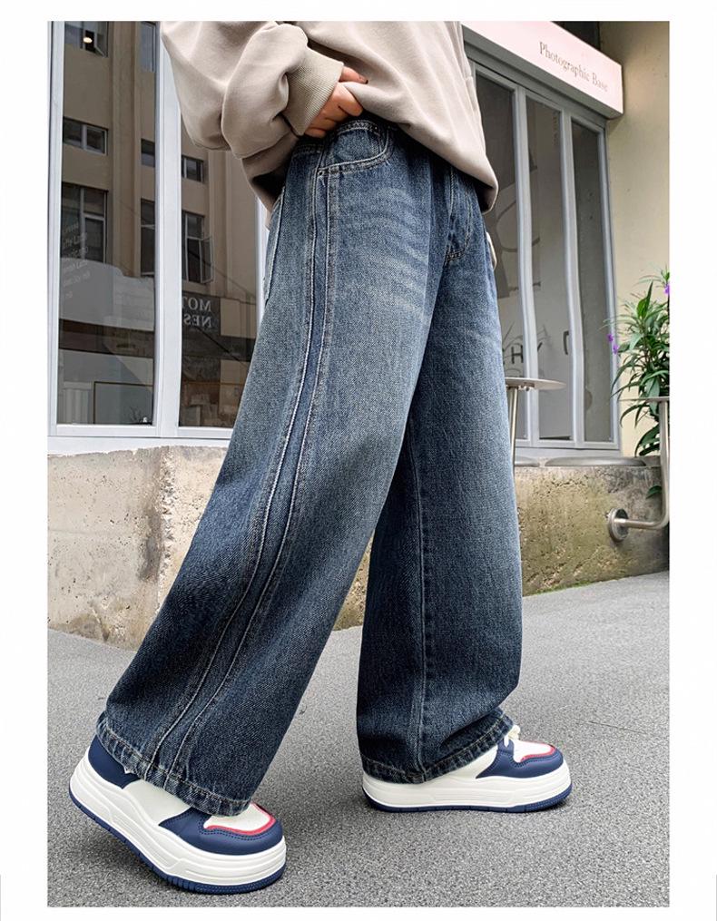 Jeans droits amples pour garçons - Collection Printemps/Automne 2026: Pantalons décontractés pour enfants - Tailles M et L