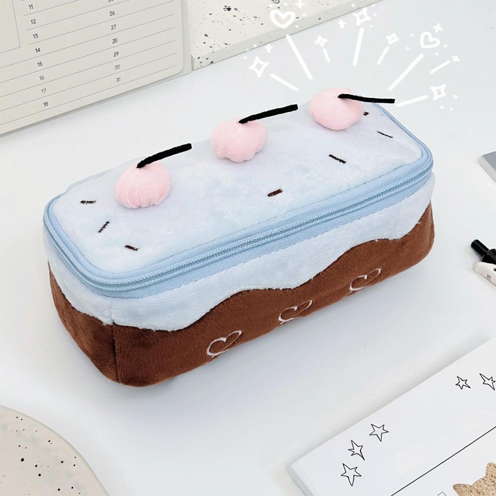High Quality Pencil Case Cherry Cake Design Large Capacity Pencil Pouch Soft Touch Pen Bag Students