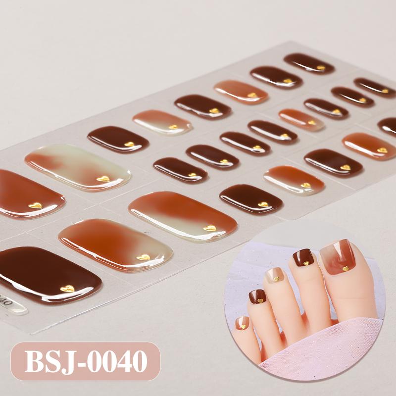 3D Waterproof Semi Cured UV Gel Toe Stickers for Nail Art-Luxurious Style Easy Apply