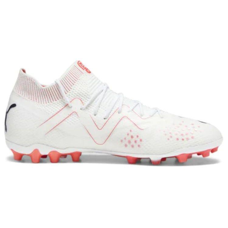 Puma Future Ultimate Round Toe Lace-Up MG (Rubber Short Stud) Artificial Turf Breathable Durable Soccer Shoes Unisex Soccer Shoes White Red 107358-01