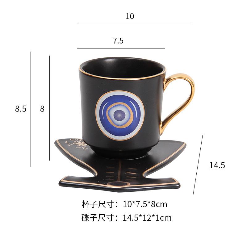 Moroccan Style Luxury Coffee Afternoon Tea Cup Ceramic Cup and Saucer Set Exquisite Cappuccino Coffee Milk Breakfast Cup 250ml