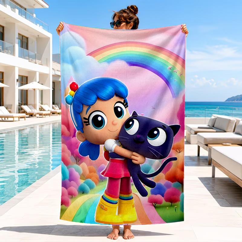 Asciugamano da Spiaggia Avventura nel Regno dell'Arcobaleno, Asciugamano da Spiaggia in Microfibra, Perfetto per Piscina, Spiaggia, Viaggi, Decorazioni per la Casa, Regali per Fan di Feste in Spiaggia