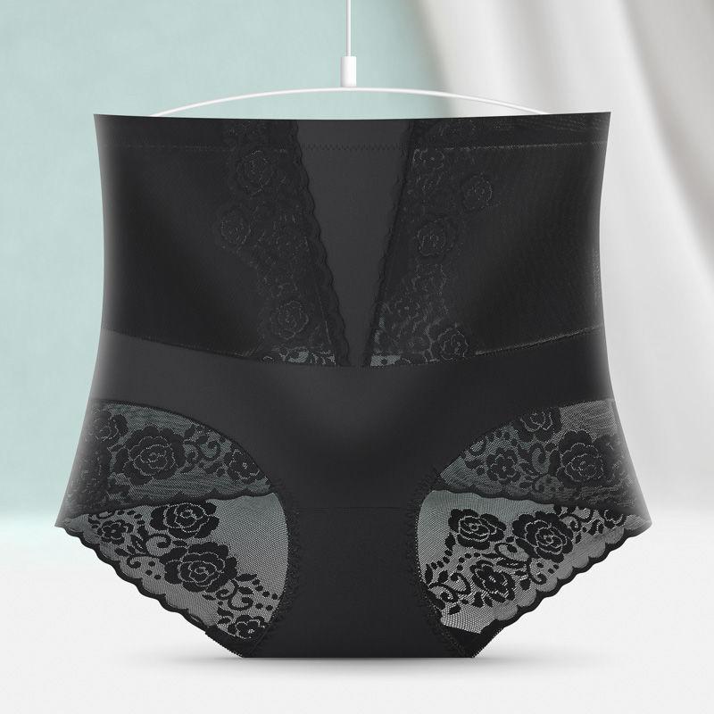 Chiloți cu flori cu broderie din dantelă pentru femei, chiloți sexy cu talie înaltă pentru ridicarea fundului, slip pentru sănătate, subțire, fără sudură, chiloți de mărime mare