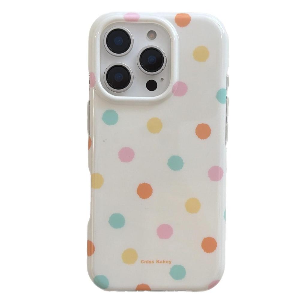 Korean Fresh Plaid Polka Dot Case for iPhone 15/16/17 Pro Max