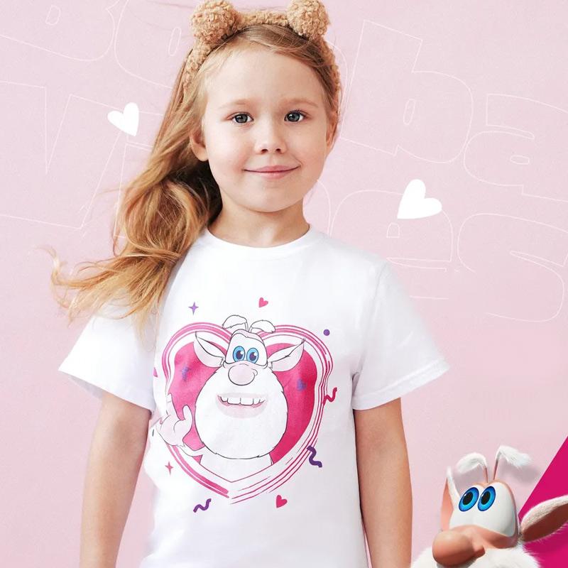 Summer Cartoon Booba Print T-Shirt for Kids Boys Girls Casual Round Neck Short Sleeve Design Perfect for Toddlers Everyday Wear Holidays