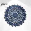 Round Dish Mats Lace Doily, Dark Blue Floral Placemat, Embroidered Table Covers Mat, Heat-resistant Doilies for Home Decoration Insulated Hot Pot