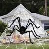 JOYFY Halloween 59‘’ Giant Spider with Spider Web Outside Decor Triangular Spiderweb 16.4 X 15.7 Ft and Stretchy Cobweb 100g