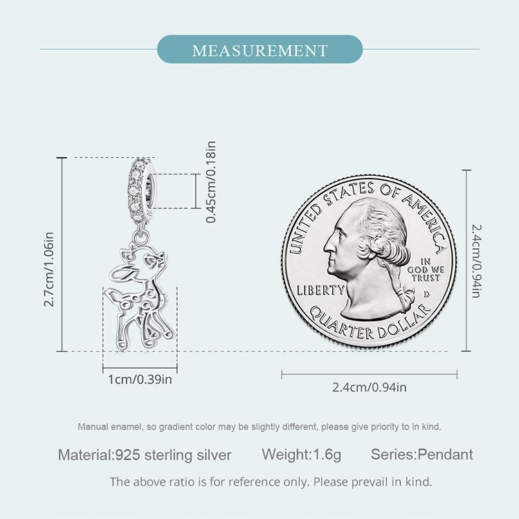 WOSTU 925 Sterling Silver Hollow Vivid Deer Charms de mărgele agățate pentru femei Brățară originală, colier, bijuterii DIY