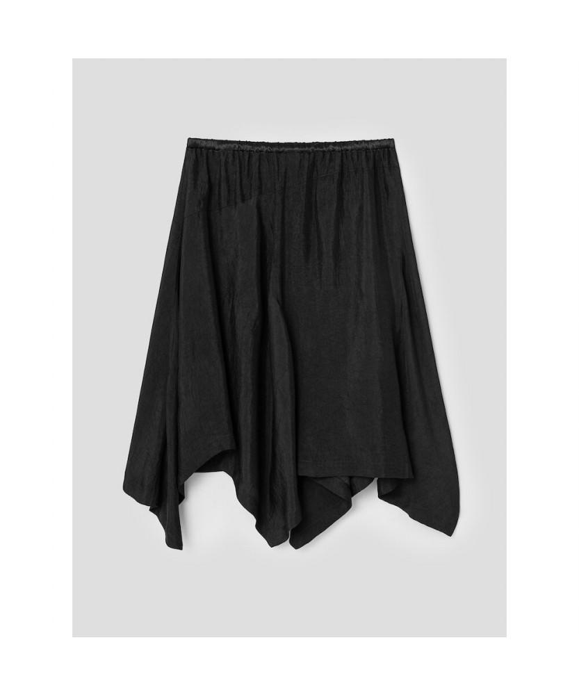 Anggae Unbalanced Satin Skirt Black