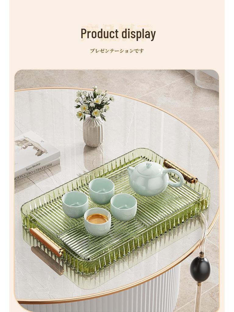 Portable Luxury Tea Tray Set for Home, Camping, and Picnics - Includes Cup Rack and Drain Tray