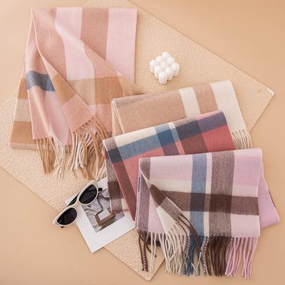 Wool Scarf for Women In Autumn and Winter New Style High End Versatile Men's and Women's Thickened Plaid Splicing Warm Cashmere Scarf