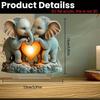 2D Flat Valentine's Day Elephant Couple Acrylic Desk Decor Plaque, Suitable for Wall Decoration, Porch, Room, Villa, Accents Home, Hallway, or Workpla