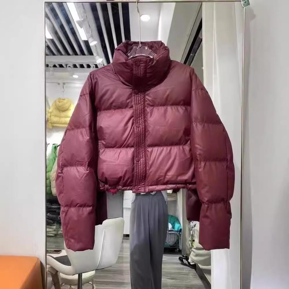 New warm fashion short stand-up collar down jacket winter PU leather down jacket casual jacket women's clothing