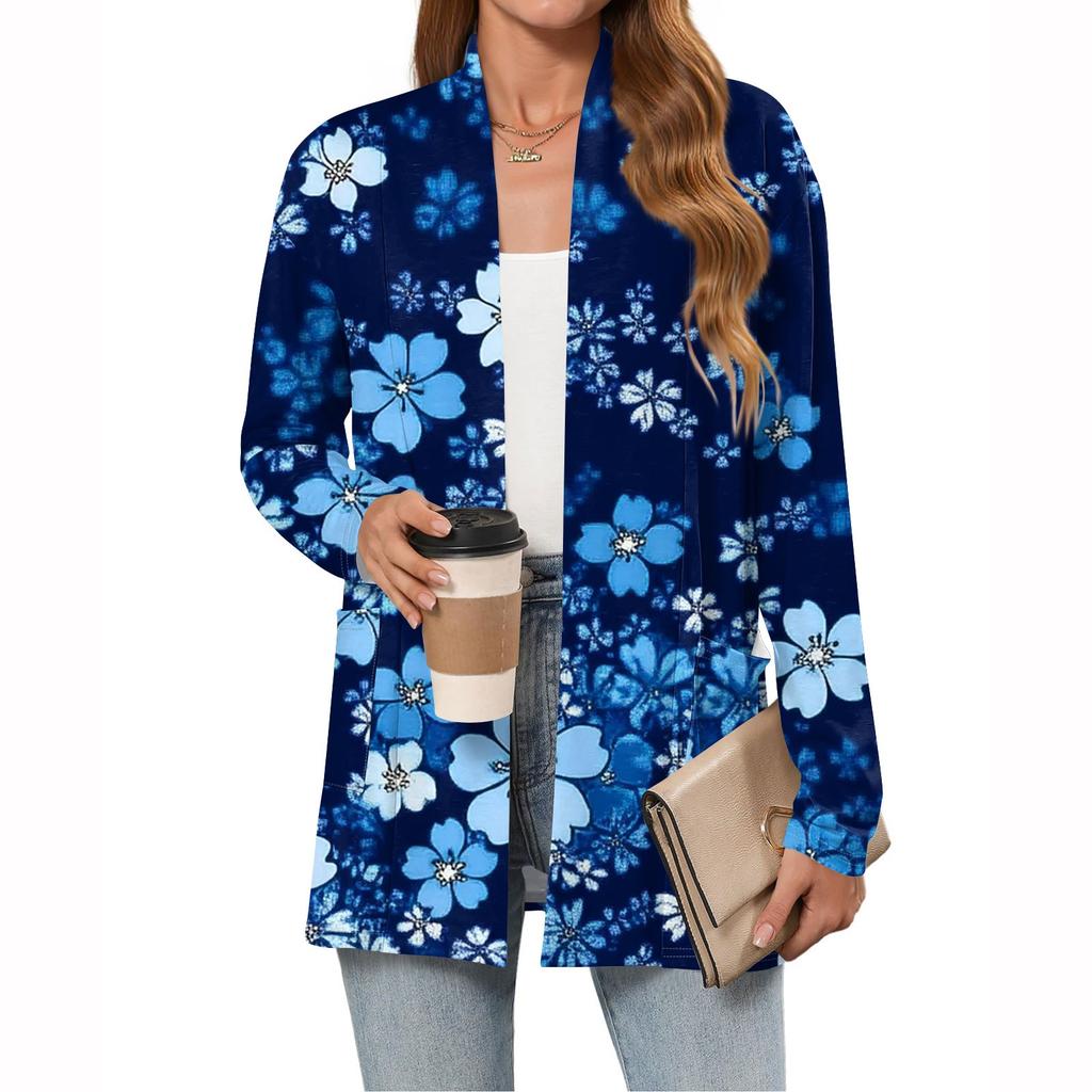 Women's Fashion Casual Long Sleeve Cardigan Thin Loose Cardigan Jacket With Pockets