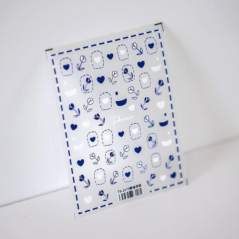 

Qiji Quiet Blue Flower Three-Dimensional Nail Stickers Waterproof Nail Sticker Decorative Decals Ornament 2173 2174 TS-2173 quiet night blue
