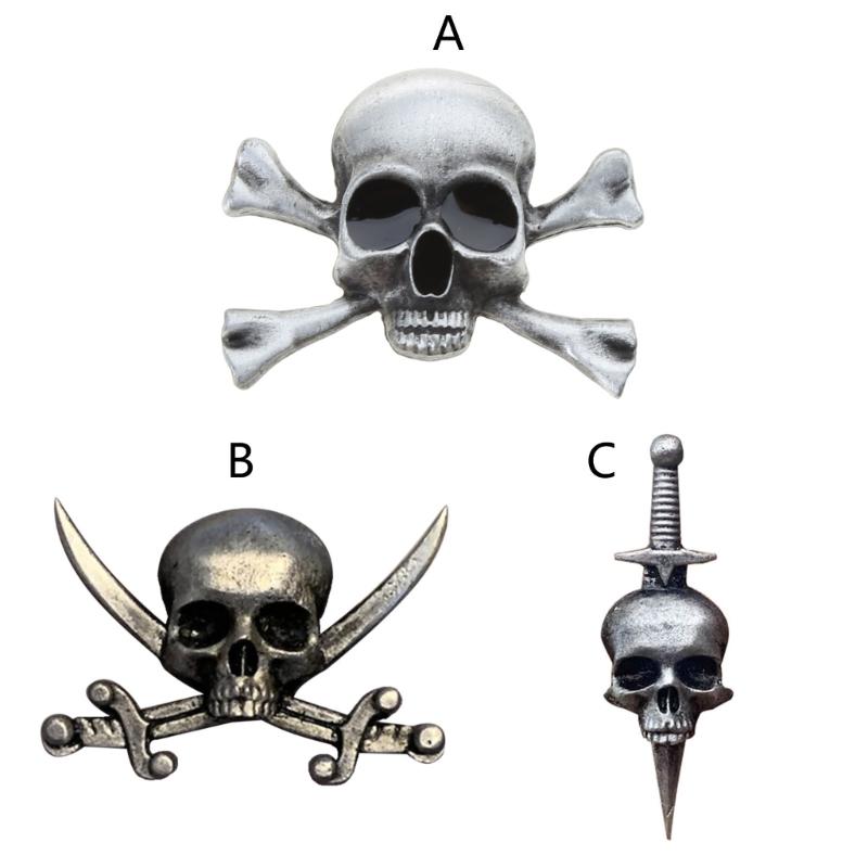 Retro Skull Daggers Cross Sword Brooch Gothic Horror Skeleton Badge Lapel Pins Statement Metal Brooches Gift for Boys
