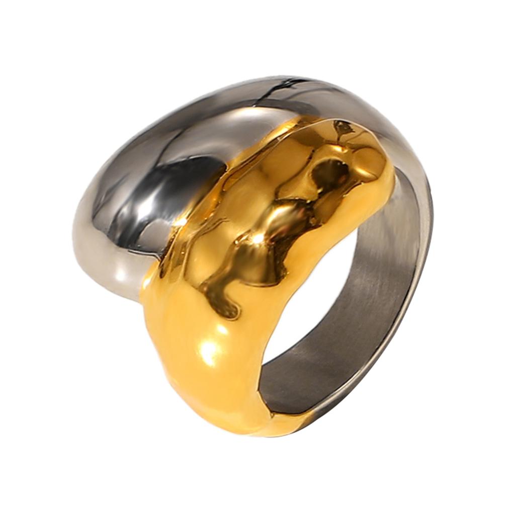 Youthway  Gold Pvd Plated  Stainless Steel Rings Wedding Statement Jewelry Freshwater Pearl Cubic Zirconia Ring
