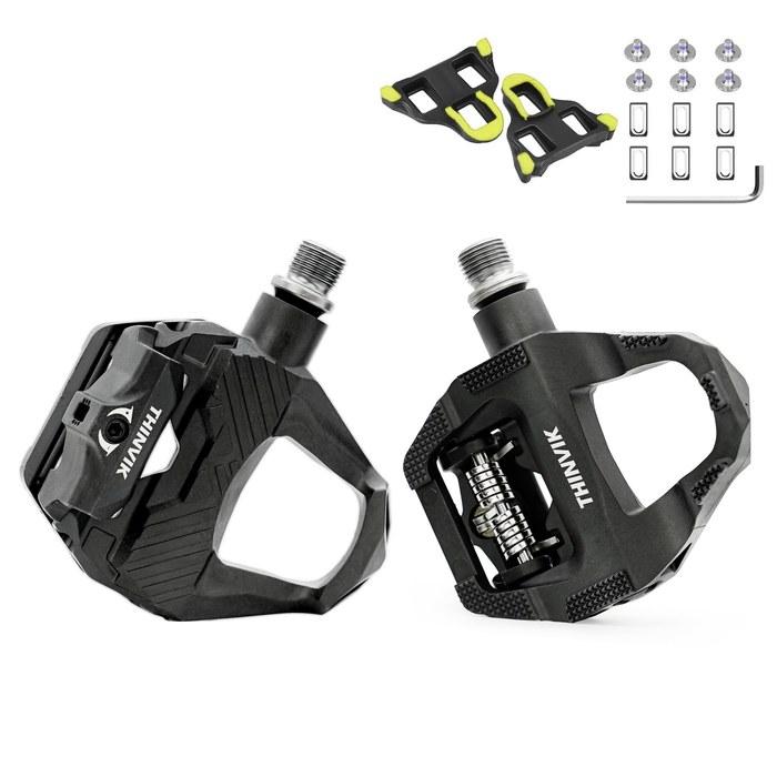 Thinvik Double-Sided 3-Bearing Clipless Pedals Road Bike & Flat Pedal Shimano SPD-SL Compatible Bicycle Pedals (with Cleats)