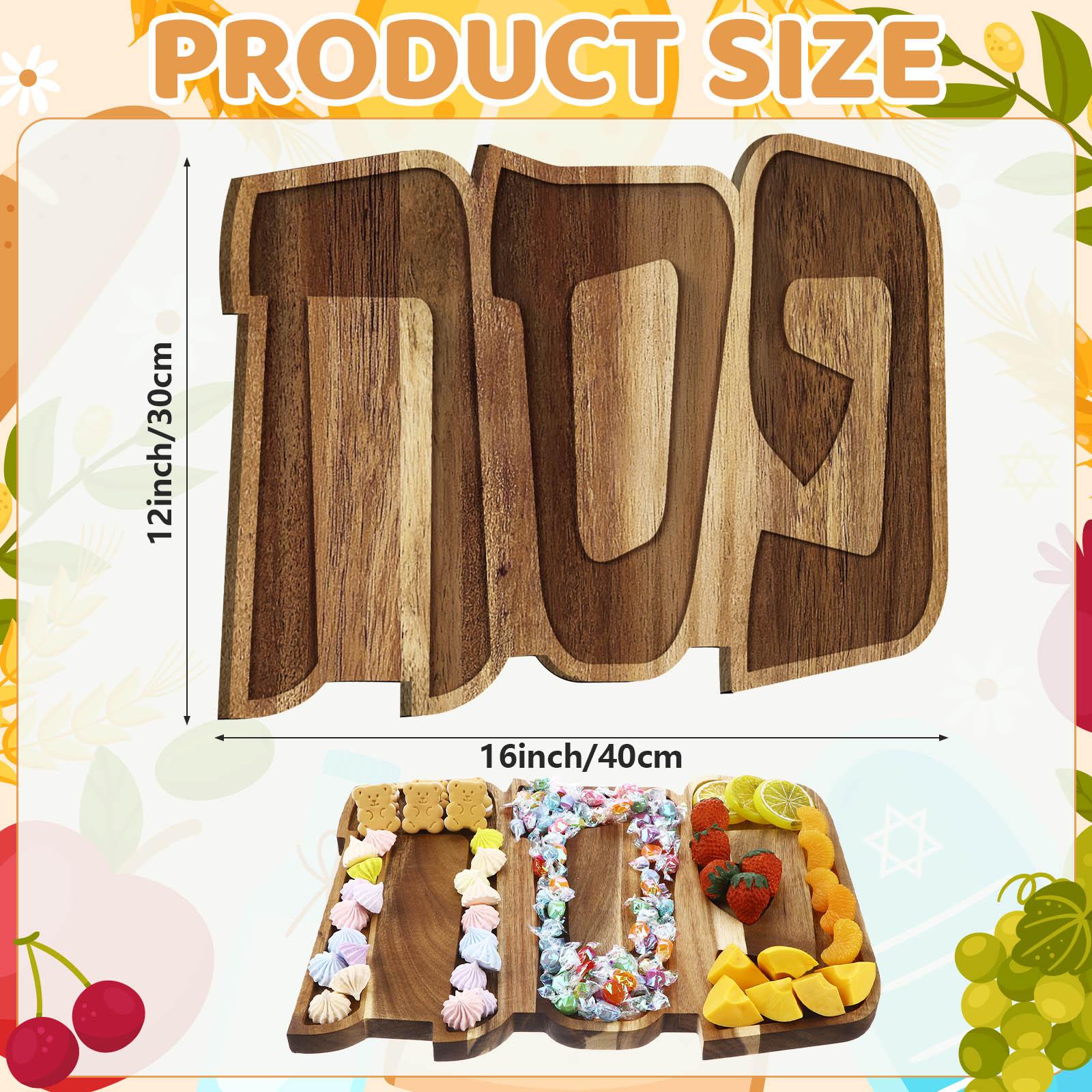 

Passover Seder Plate 15.7X11.8X0.8 Inch Acacia Wood Serving Dish Pesach Decorative Charcuterie Board Tableware For Jewish Dinner коричневий