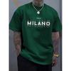 Herren Sommer lässiges bequemes atmungsaktives Rundhals-T-Shirt mit Buchstaben und verschiedenen Schattenmustern Outdoor-Mode-Oberteil