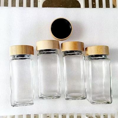 ZISIZ 120ml Glass Spice Jar Set with Bamboo Lids