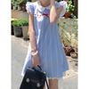 The college style is small, fresh, unique and beautiful in summer, and the temperament is beautiful. Princess short skirt, doll collar plaid dress.