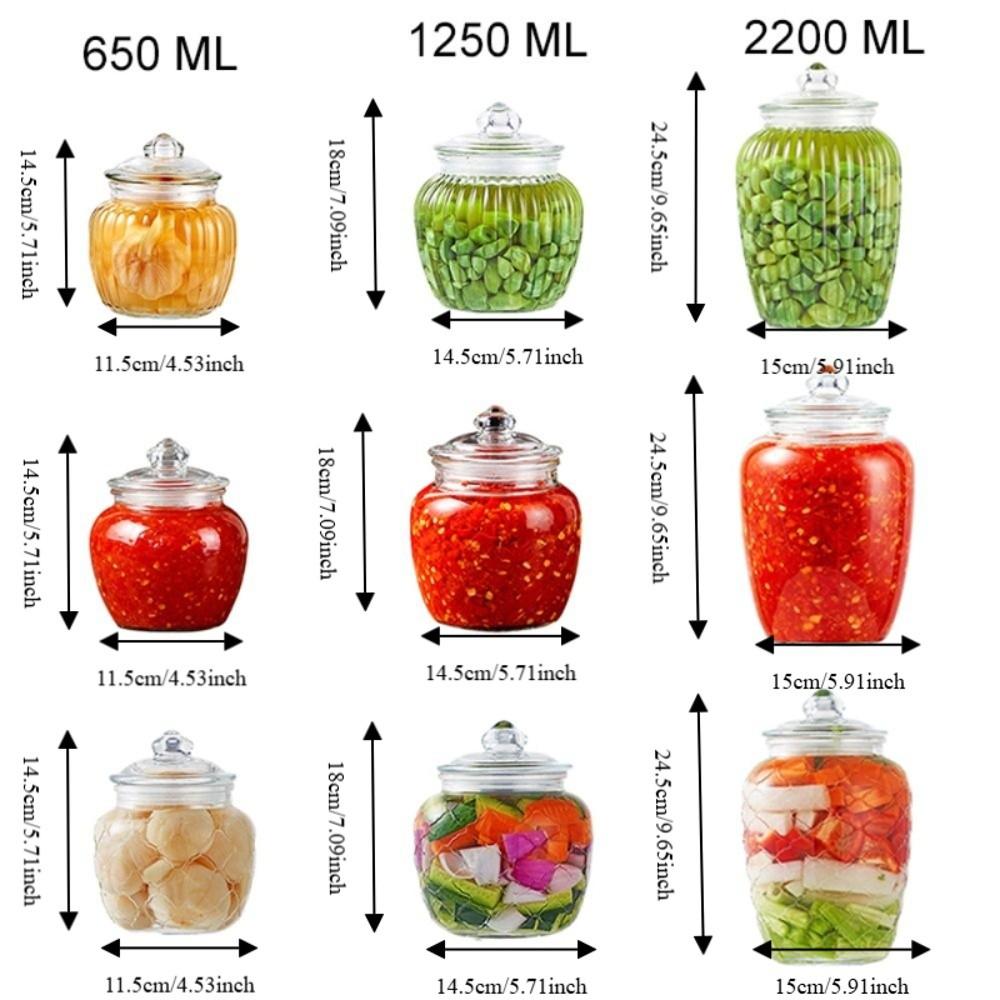 Practical Transparent Glass Pickle Jar Sealed Large Capacity Kitchen Storage Jar Large Open Mouth Reusable Kimchi Jar Grains