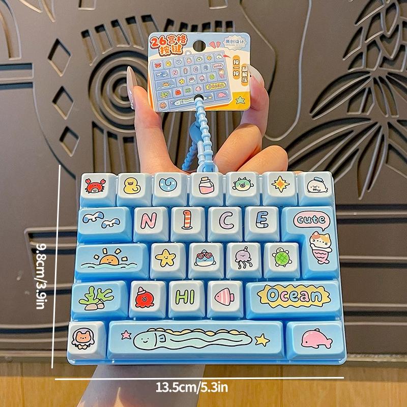 26 Keyboard Keychain Toy Stories Pendant Hanging Ornament For Bag Charms Party Gift For Fans Clicker Fidget Keyboard Keychain