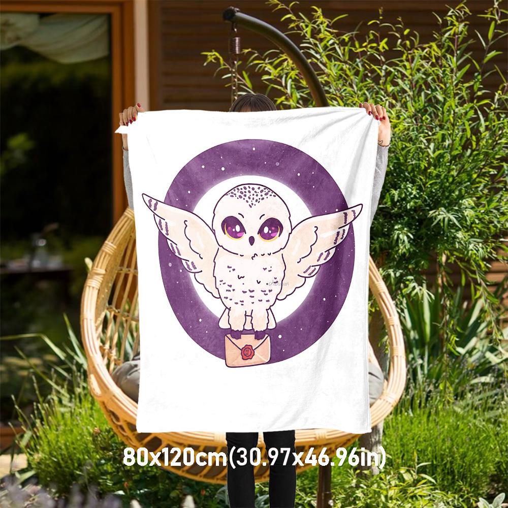 1pc Owl Envelope Night Outdoor Flannel Throw Blanket All Season Soft Warmth,Home Decor 1031185