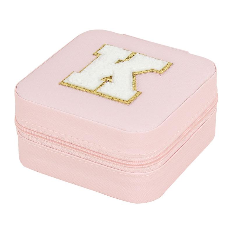 1PC Personalized Portable Jewelry Box for Women Girls Jewelry Case Small Jewelry Storage Pink Initial Letter