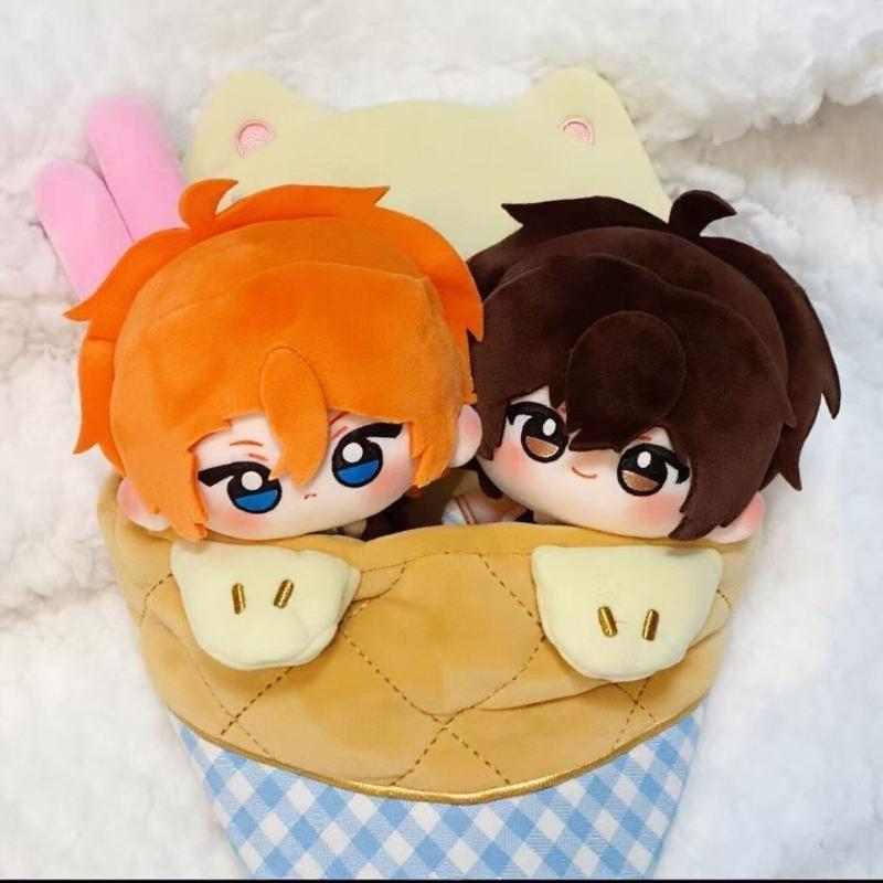Bungou Stray Dogs 10cm Cotton Doll Dazai Osamu Nakahara Chuya Anime Character Plush Keychain Soft Stuffed Pendant Collectible Gift for Fans Room Decor
