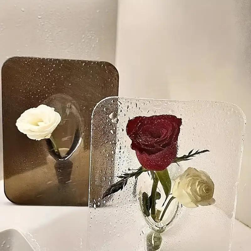 Modern Acrylic Vase with Geometric Frame. Clear Rectangular Decor for Home/Office. Elegant Gift for Any Occasion.