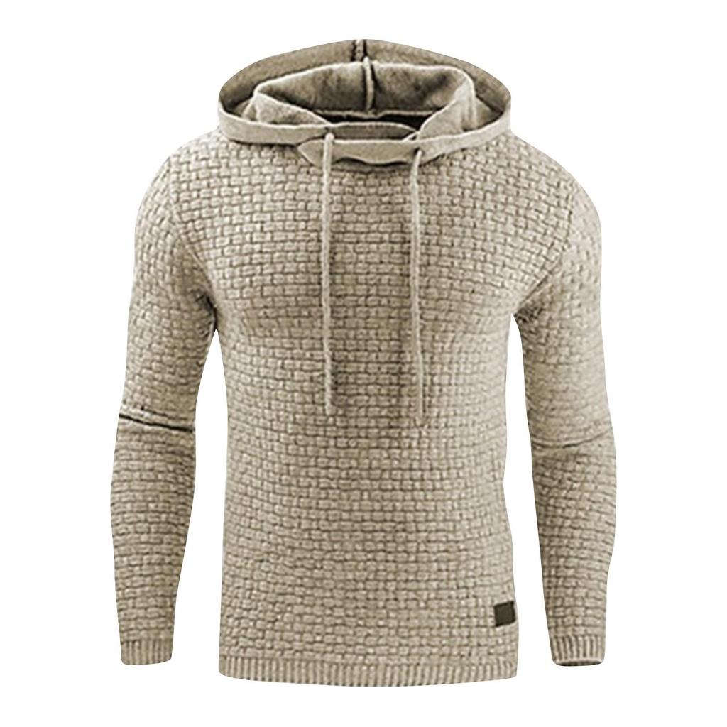 Men's Casual Solid-color Checkered Hoodie, Long-sleeved Hoodie, Sweatshirt And Jacket