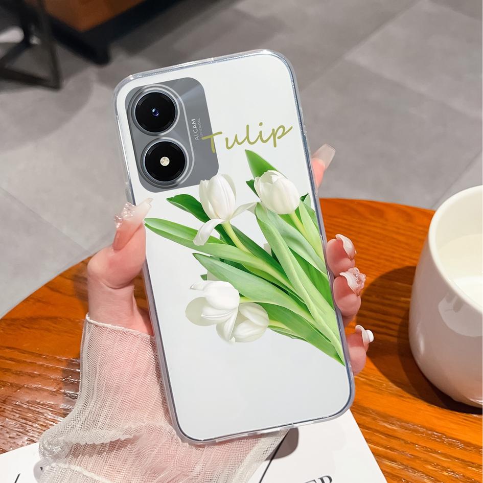 Phone Case For Vivo Y20 Y27 Y36 Y02S Y10 Y15 Y21 Y33 Cover Cute Panda Shockproof Clear Camera Protection Matte Soft Silicone Housing For Vivo Bumper
