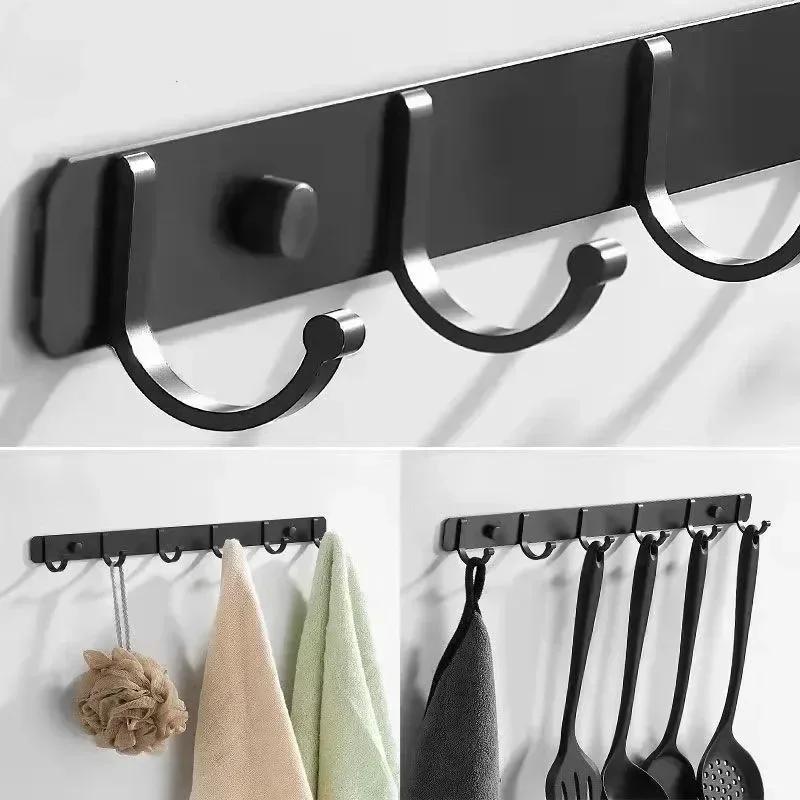 Weltraumaluminium Schwarz Haken Badezimmer Handtuchhaken Wohnzimmer Türrückseite Kleiderhaken Einfache Schwarze Aufbewahrungshaken zum Platzsparen