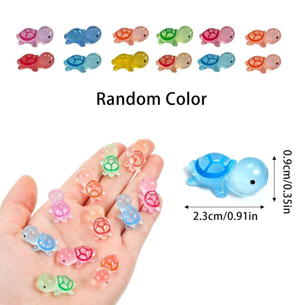 10/20pcs Luminous Mini Resin Turtles Glow in The Dark Cute Tiny Turtles Ocean Animal Theme Decor for DIY Fairy Garden