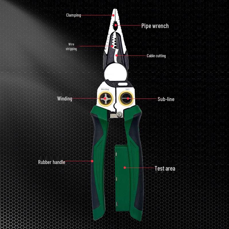 

Многофункциональные электрические плоскогубцы 8-в-1: Острогубцы, Стриппер для проводов, Кусачки и Электрический тестер
