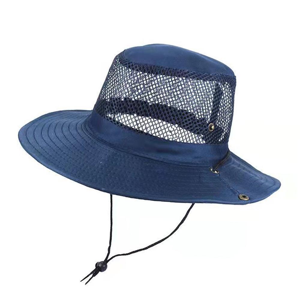 

Fashion Mesh Breathable Bucket Hat Fordable Quick-drying Fishing Hat Sun Protection Wide Brim Panama Hat Fishing темно-синий