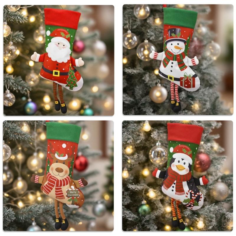 Vánoční stromeček Závěsná punčoška Přívěsek Cukroví Dárková taška Vánoční ozdoba Ponožka pro rodinu Domácí dekorace