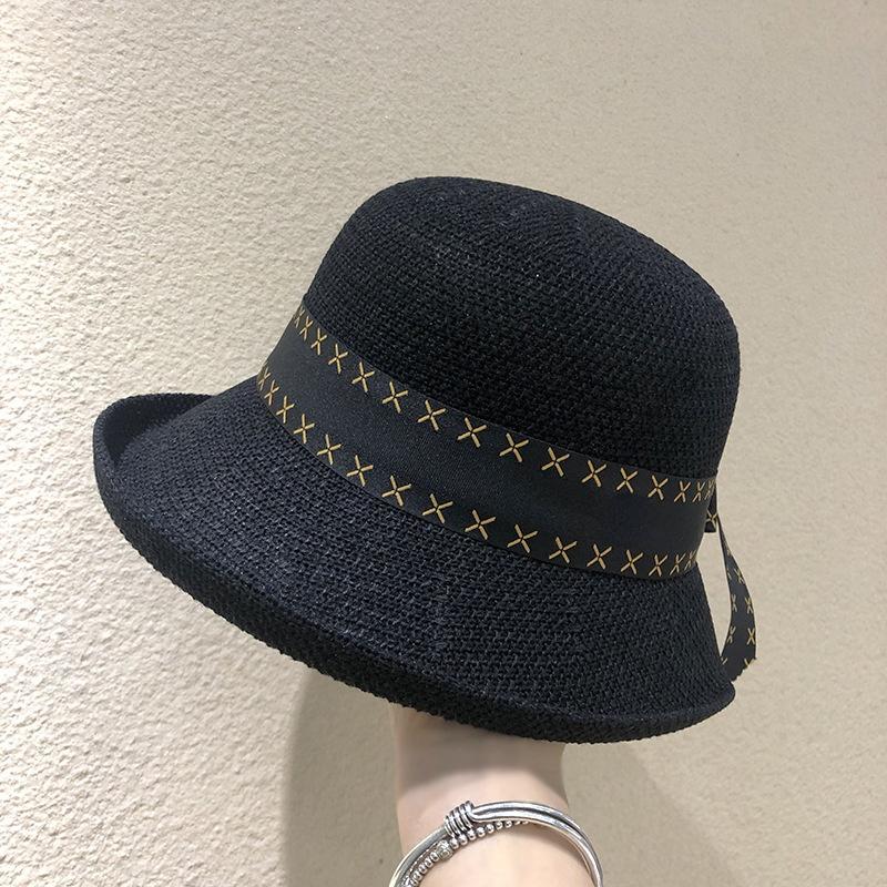 Designer Linen Breathable Fisherman Hat Women's Fashion Bow Basin Hat Holiday Sun Protection Small Rim Fisherman Hat