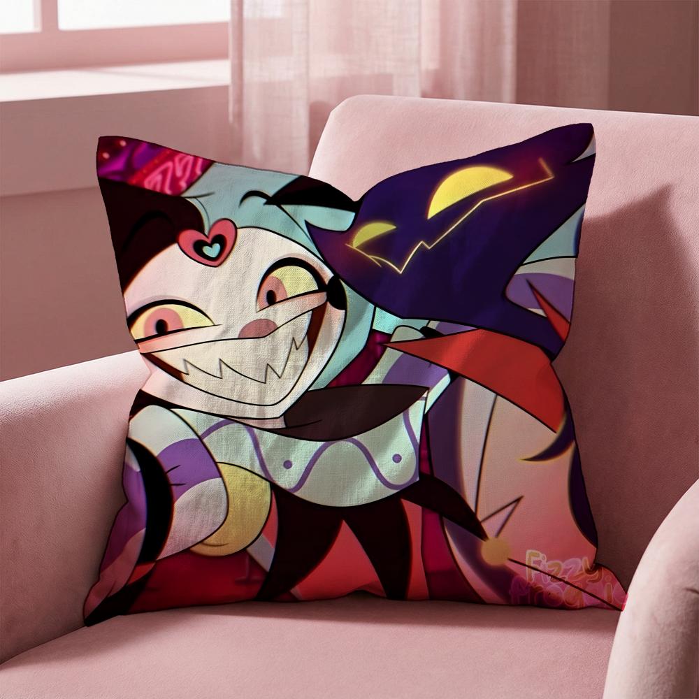 H-Helluva Boss CARTOON Cushion Cover Multi-Scene Pillow Cover for Home & Car - Reversible, Soft & Durable for Daily Use