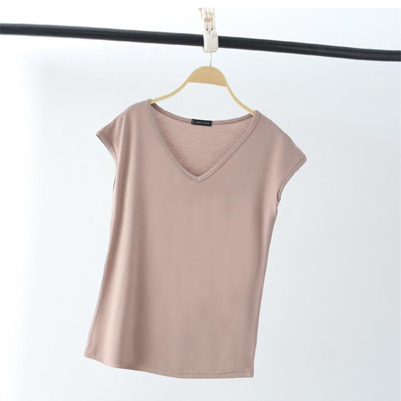 Summer Sleeveless T Shirt Women's V Neck Short Sleeved Loose Plus Size Vest Solid Color