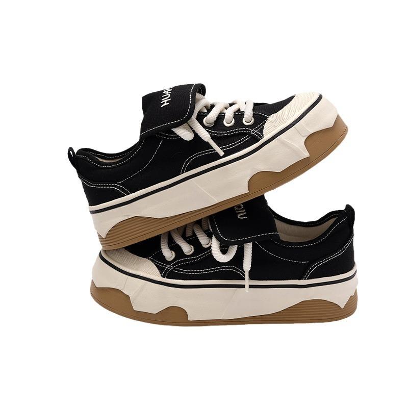 Global black canvas shoes women's ugly and cute 2025 spring women's shoes versatile casual student board shoes ZHQ-HQ075