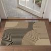 Neutral Boho Curved Stripes Doormat  Abstract Geometric Arch Line Print Decorative Minimalist Indoor Entryway Floor Mat