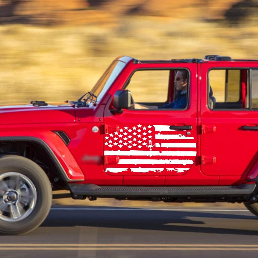 TOMALL 35 X19 INCH American Flag Distressed Decal For Auto Hood USA Flag Stripe Graphic Vinyl Waterproof Universal For All Car SUV Truck Hood Door