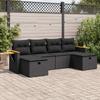 Vidaxl 6-Cz. Set di Mobili da Giardino con Cuscini, Polyrattan Nero