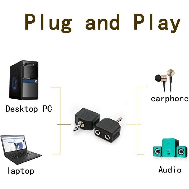 3.5mm Headphone Y Splitter, Gold Plated 3.5mm 1/8 inch Male to Dual Female Stereo Jack Adapter Converter,3-Pack