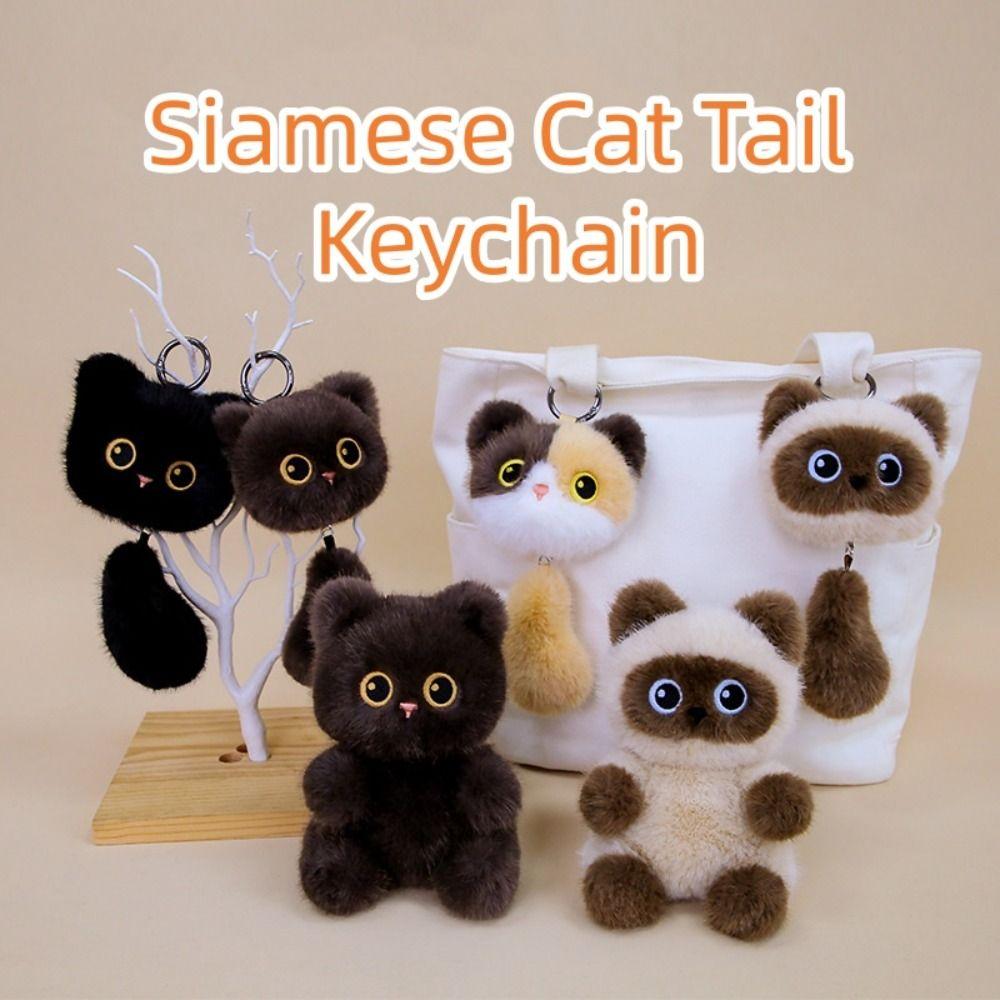 Stuffed Doll Cat Plush Toys Cute Animals Siamese Kitten Doll Bag Charm Cat Pendant Girl Boy